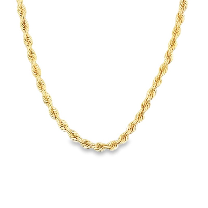 Yellow 14 Karat 3.8mm Rope Chain Estate Jewelry with