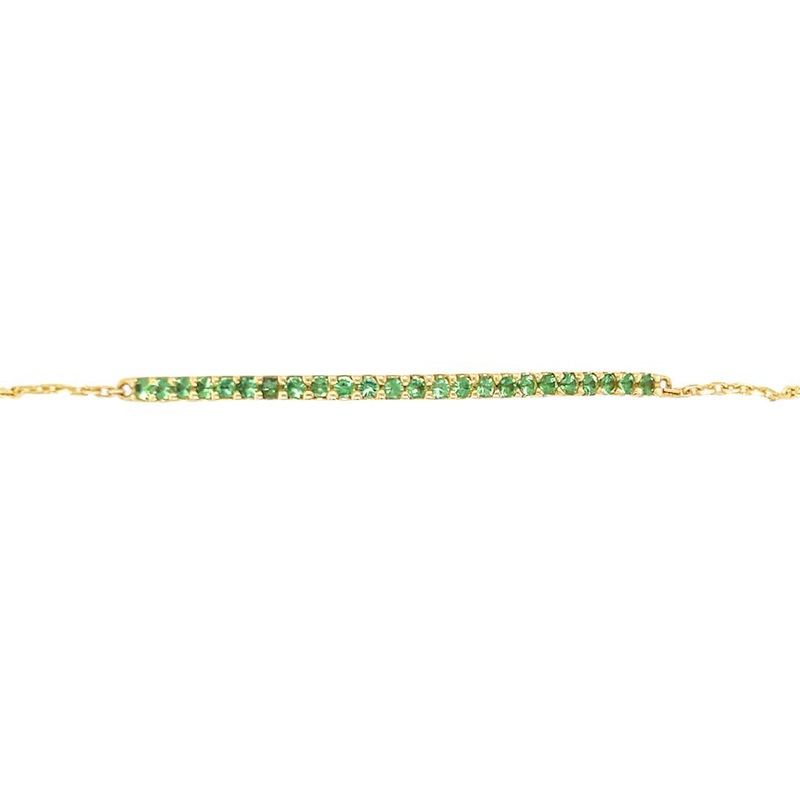 Yellow 14 Karat Bar Bracelet Length 7 24 = 0.72tw Round Tsavorite Garn