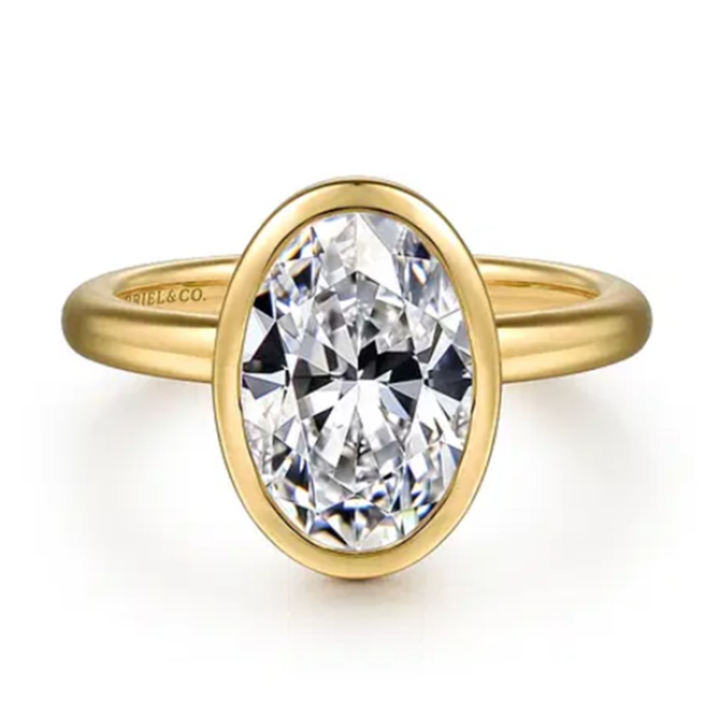 Yellow 14 Karat Linny Oval 10.48X7.20X4.39mm Remount Size 6.5 Designer