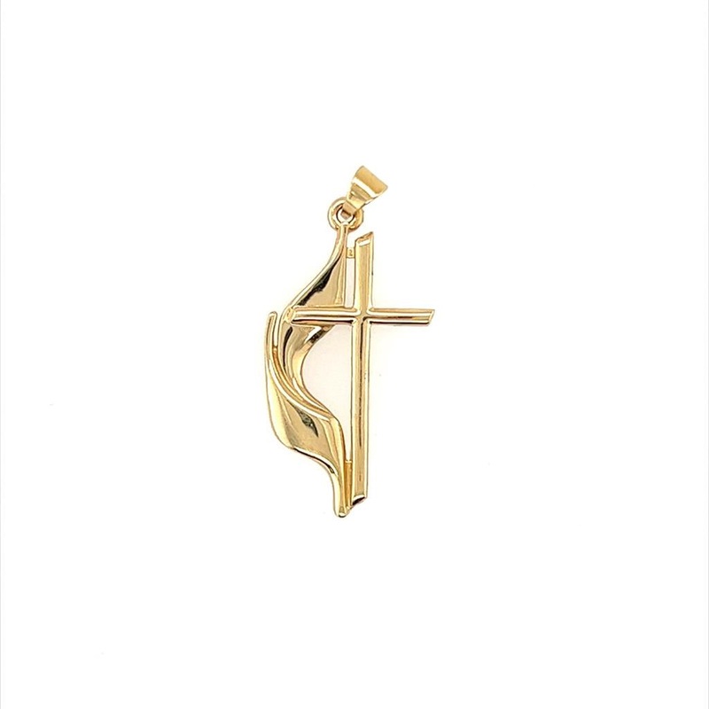 Yellow 14 Karat Methodist Cross Estate Jewelry with