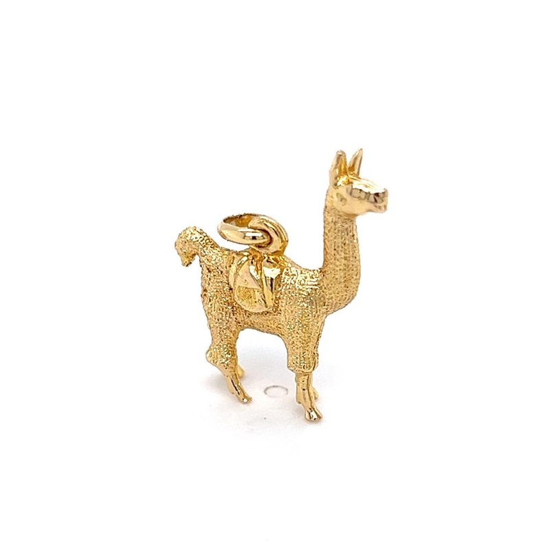 Yellow 18 Karat Llama Charm Estate Jewelry with