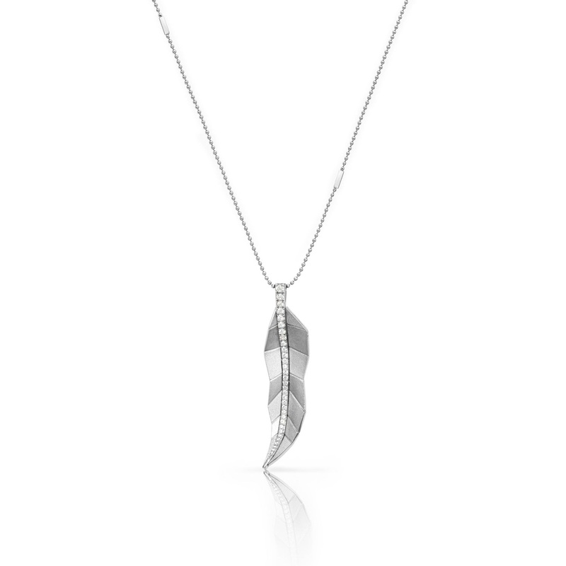 Busia Leaf Necklace – White Gold