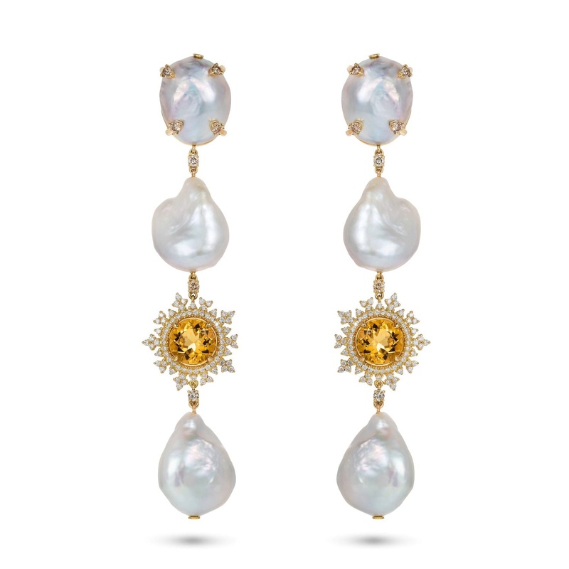 Tsarina Beryl and Baroque Pearl Earrings