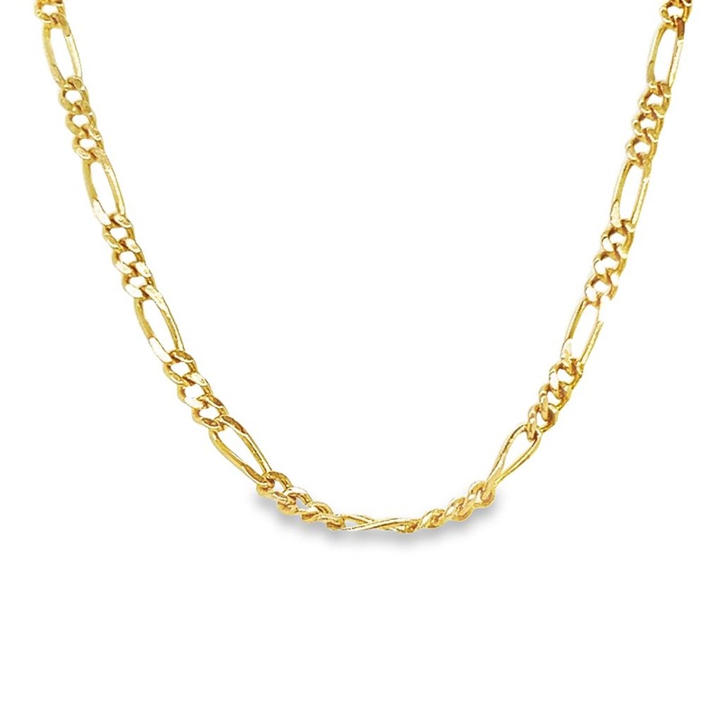 Yellow 14 Karat 2mm Figaro Chain Estate Jewelry with