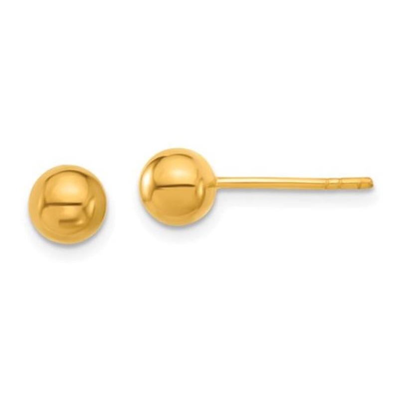 Yellow 14 Karat 5mm Ball Studs Estate Jewelry Gram Weight: 0.2