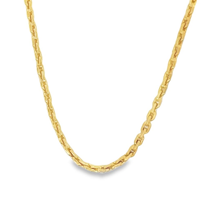 Yellow 24kt 2.14mm Box Cable Chain w/ Thai Baht Clasp Estate Jewelry with
