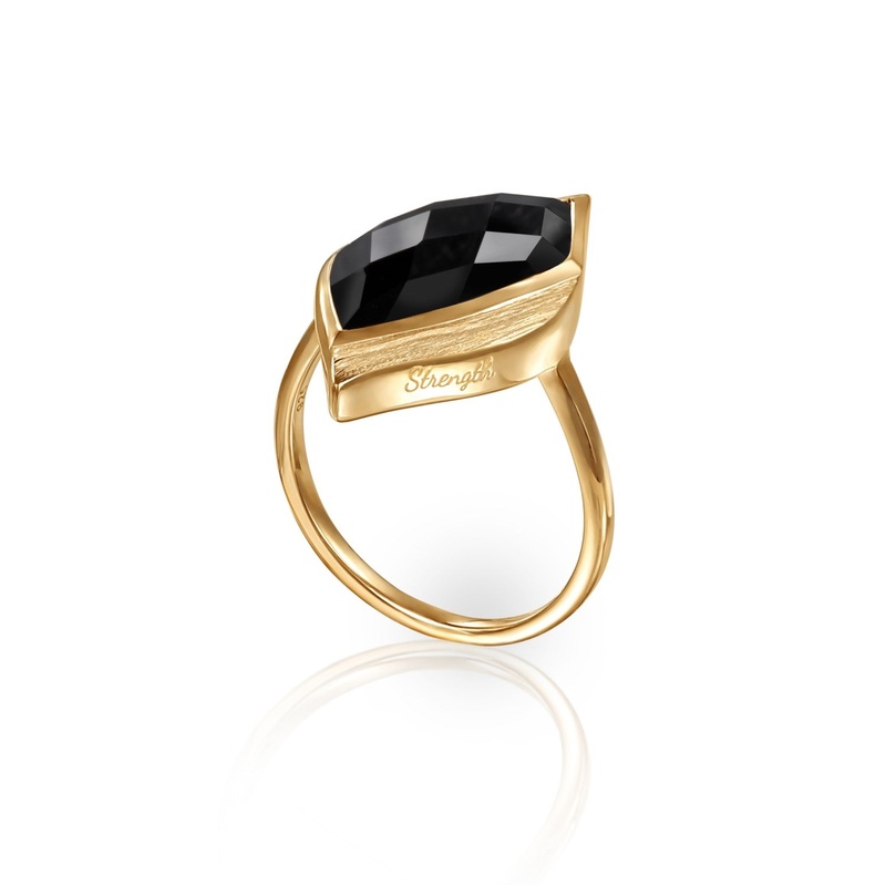 Strength Gold Onyx Ring