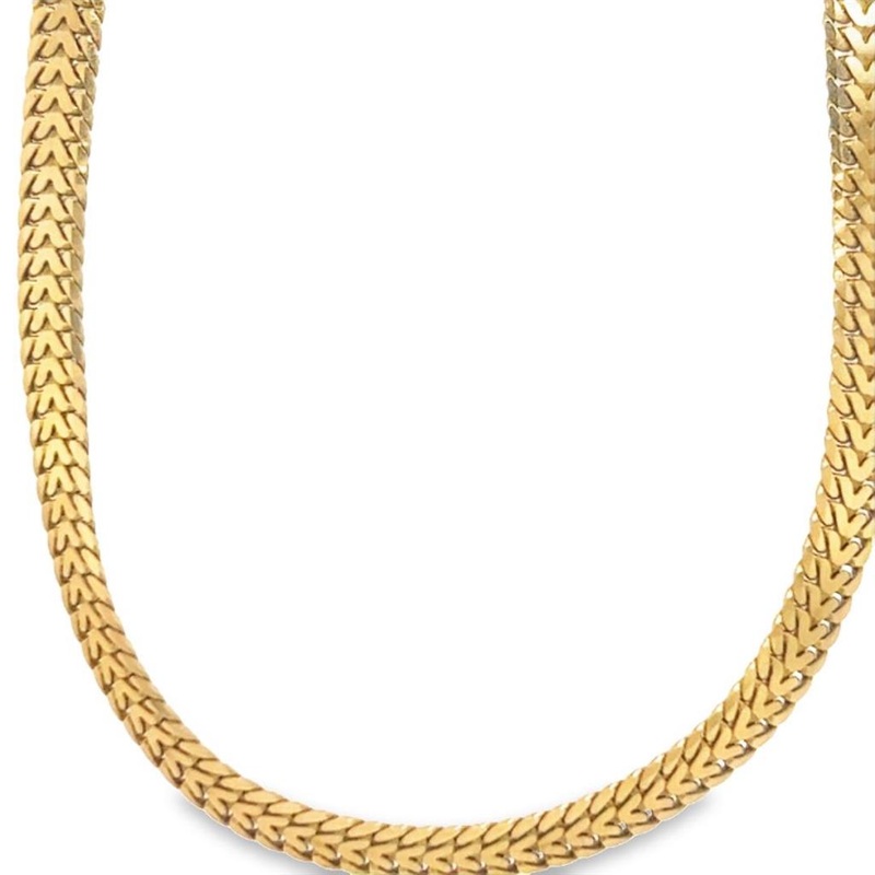 Yellow 14 Karat Herringbone Chain Estate Jewelry with