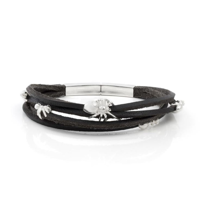 Spider and Ants Leather Wrap Bracelet