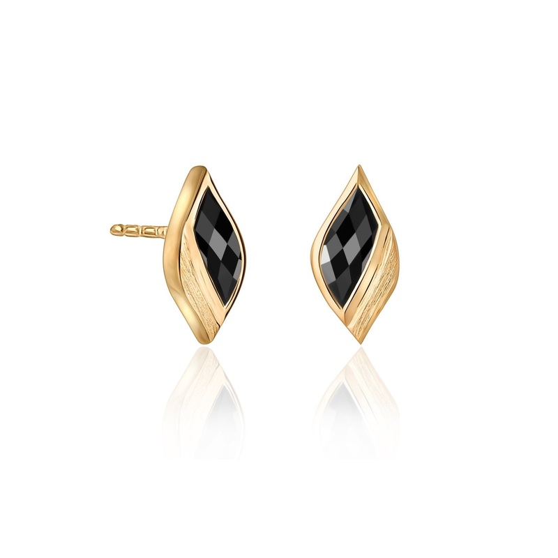 Strength Gold Onyx Stud Earrings