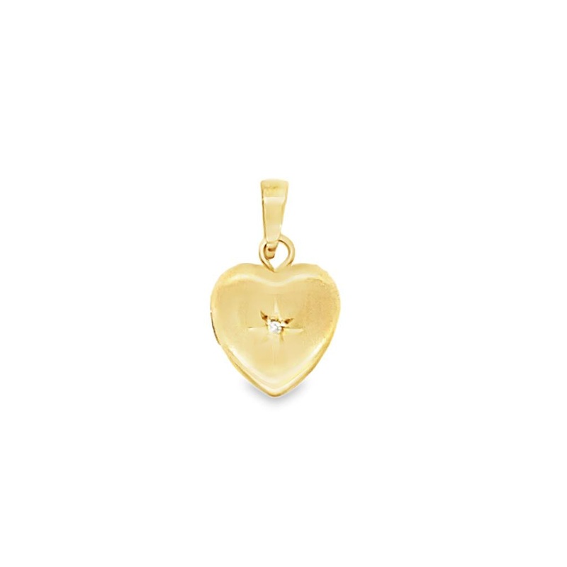 Yellow 14 Karat Satin Small 15.50x9mm Heart Locket Estate Jewelry With