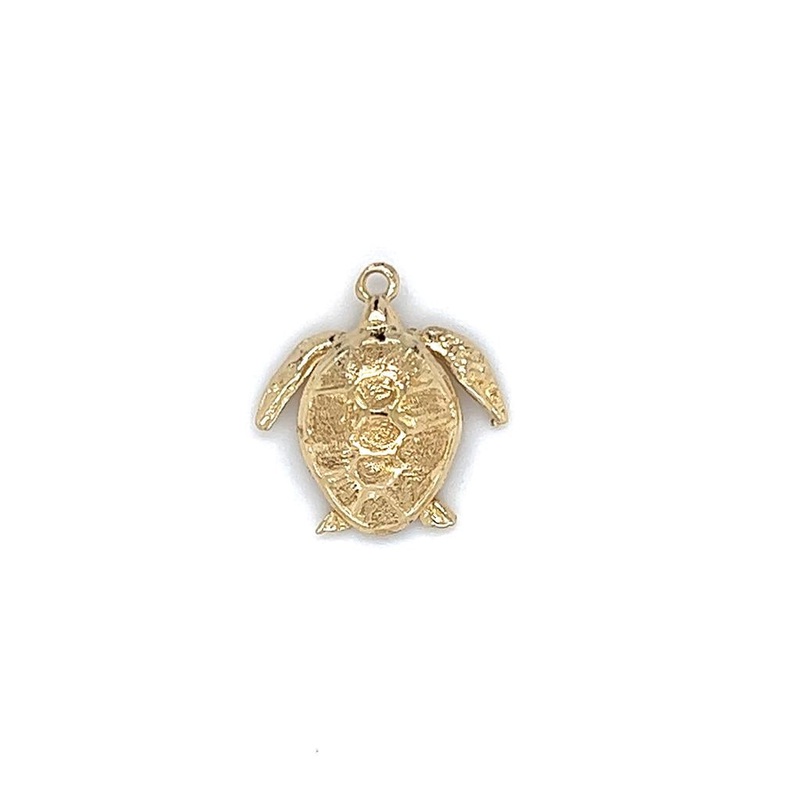 Yellow 14 Karat Sea Turtle Charm Estate Jewelry with