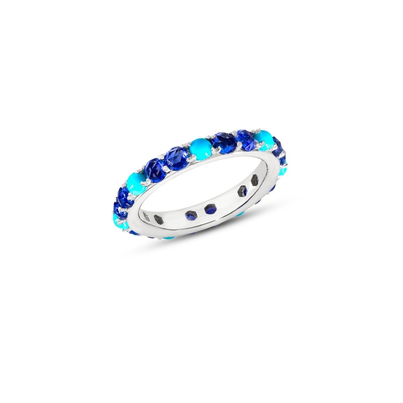Jaipur Blue Sapphire and Turquoise Ring