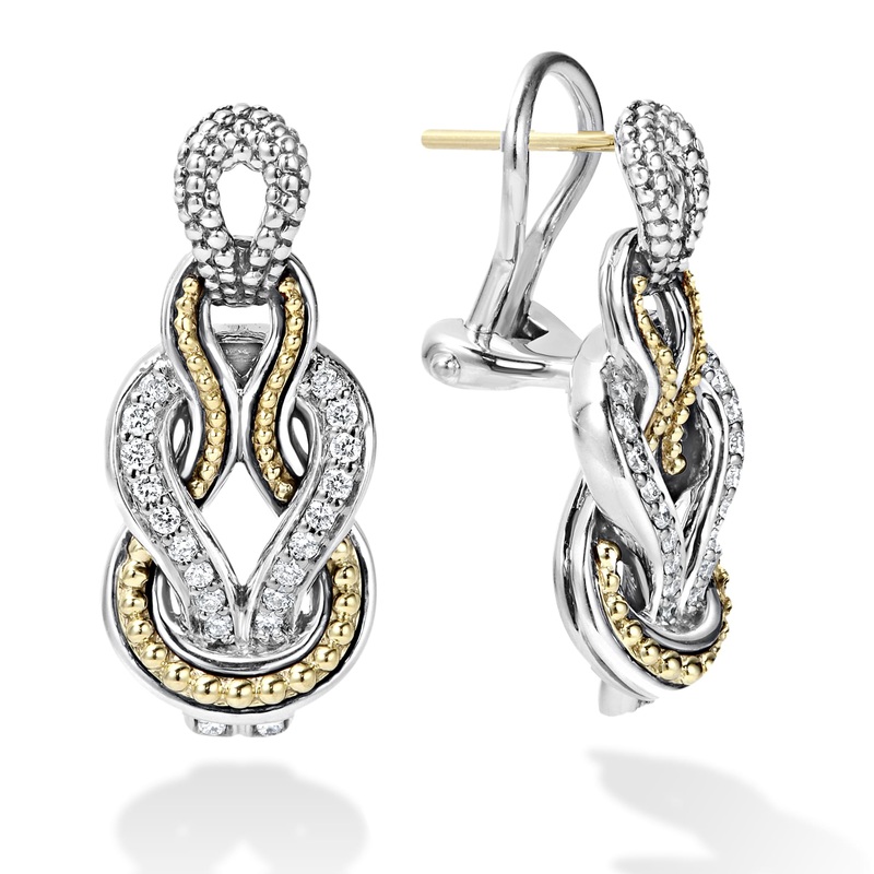 Newport Caviar Knot Diamond Drop Earrings