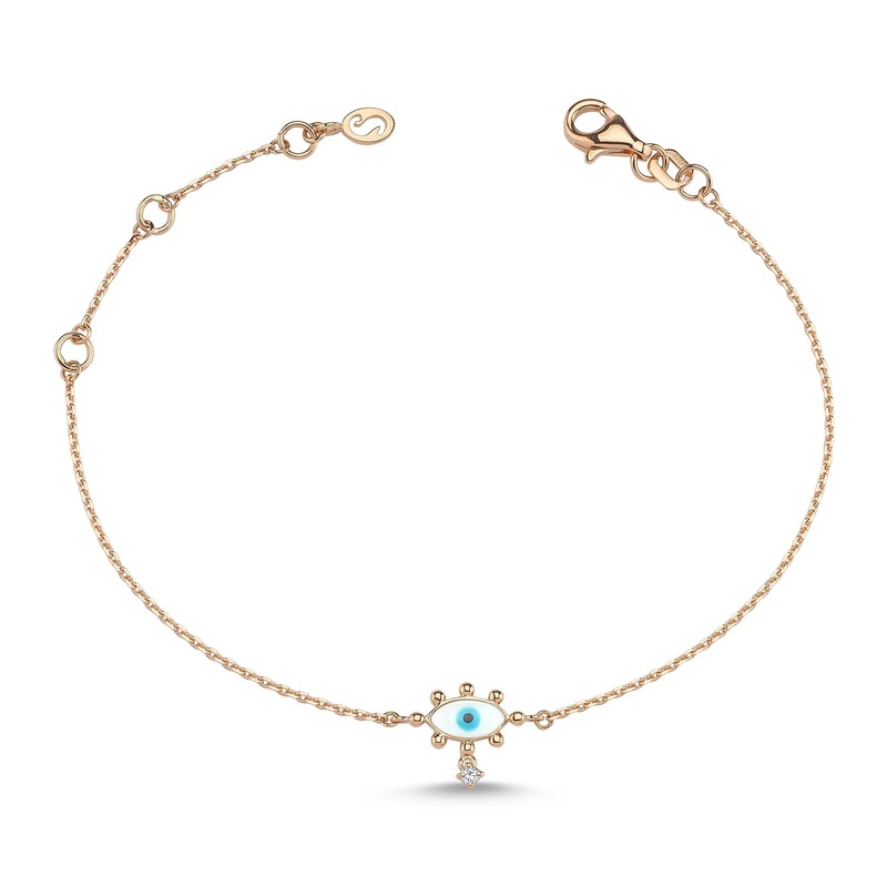 Small Evil Eye Bracelet (White)