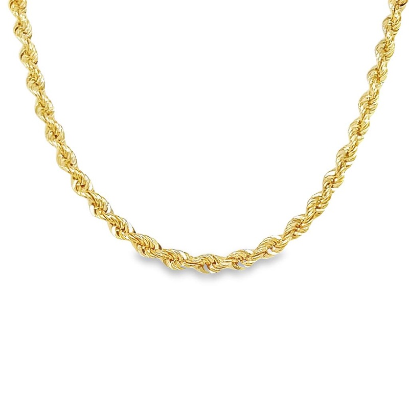 Yellow 14 Karat 2.2mm Rope Chain Estate Jewelry with