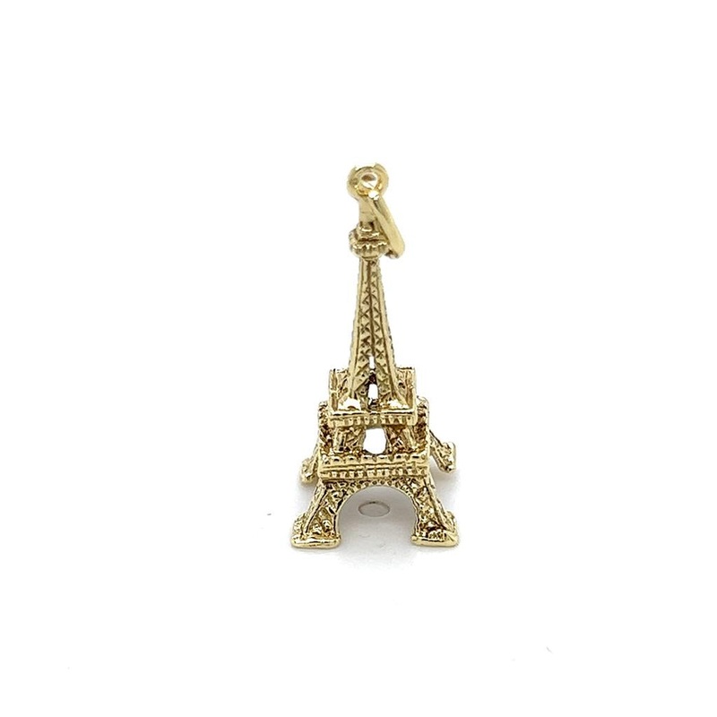Yellow 14 Karat Eiffel Tower Charm Estate Jewelry with
