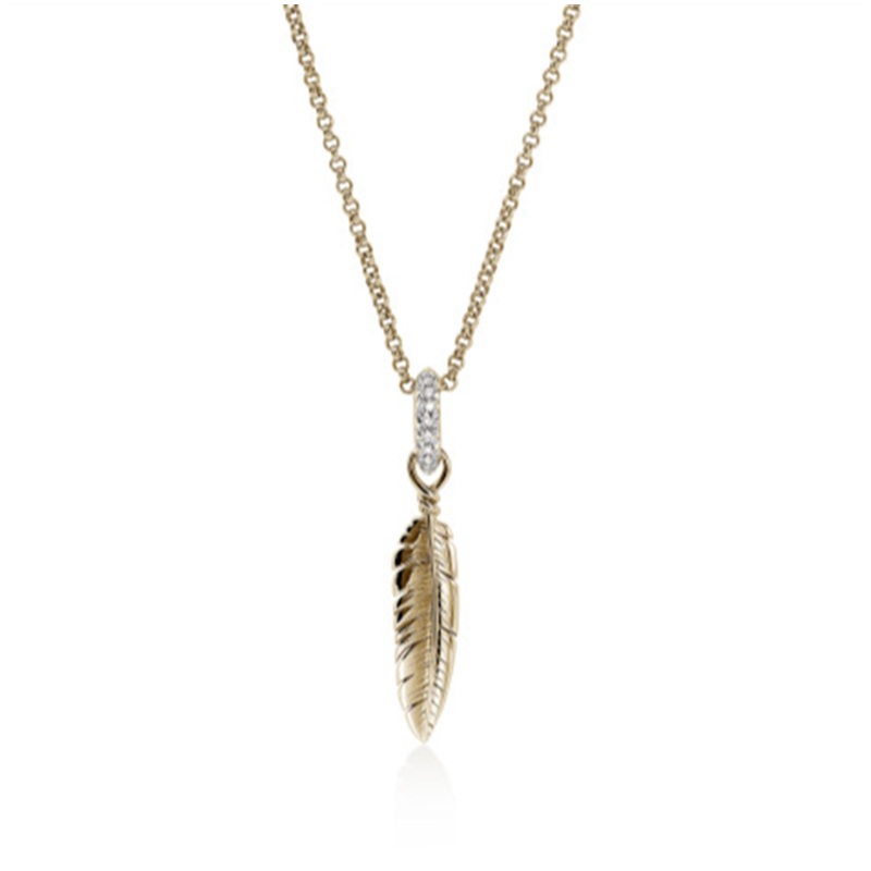 Yellow 14 Karat Modern Talisman Feather 1.5mm Rolo Necklace John Hardy