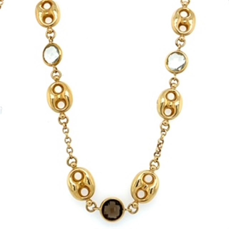 Yellow 18 Karat Quartz Necklace Estate Jewelry with