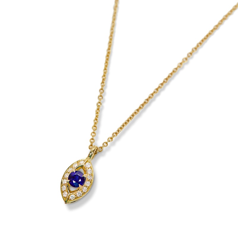 Evil Eye Necklace with Blue Sapphire