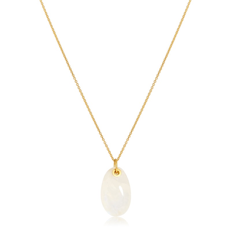 Moon Egg Pendant on Fine Chain – Moonstone