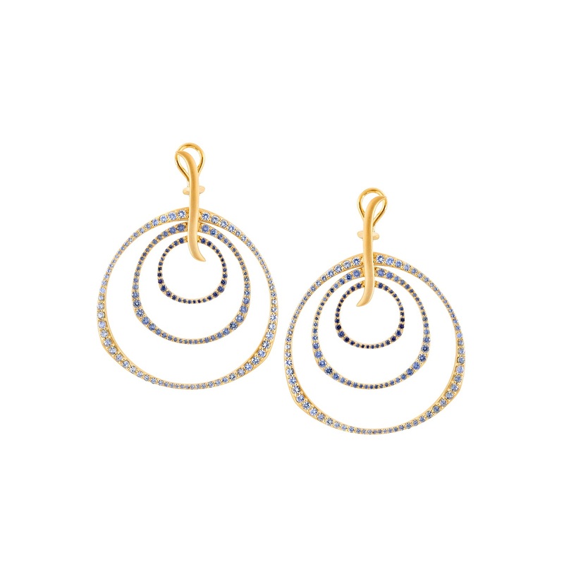 Ombre Sapphire Triple Hoop Earrings