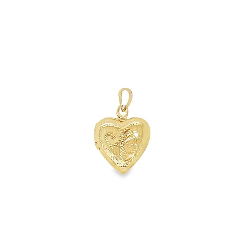 Yellow 14 Karat Engraved 20.15X12.90mm Heart Locket Estate Jewelry Gra