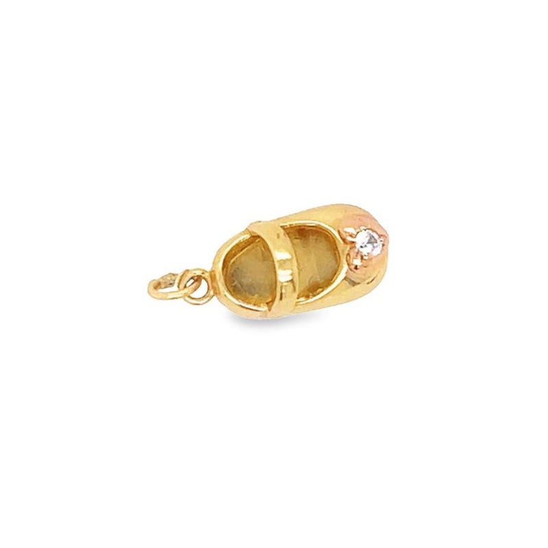 Yellow 14 Karat Shoe Charm Estate Jewelry with 1 Round Diamond