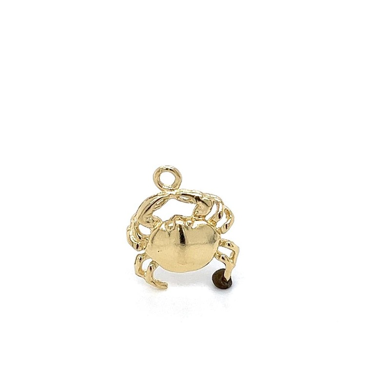 Yellow 14 Karat Small Crab Charm Estate Jewelry with