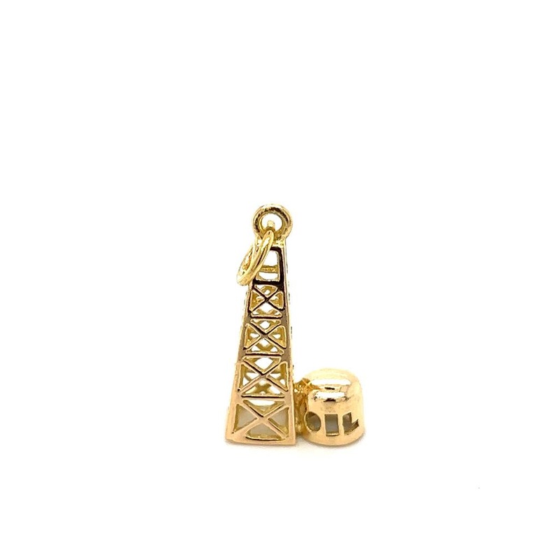 Yellow 18 Karat Oil Tower Charm Estate Jewelry with
