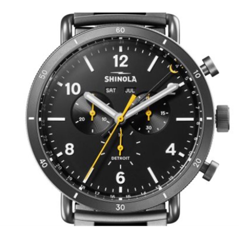The Canfield Sport Watch with Black Face and Gunmetal Gray Stainless Steel Bracelet