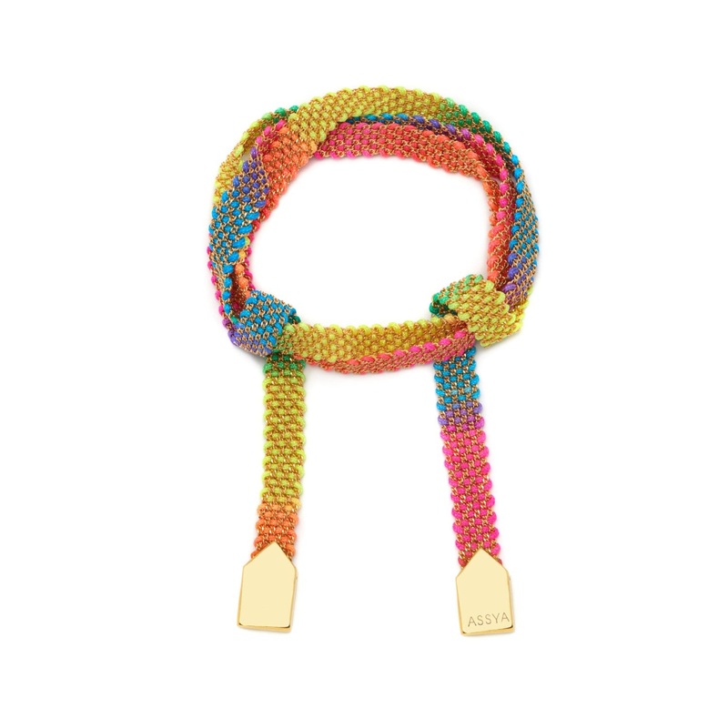 Weaved Wrap Bracelet Gold and Rainbow