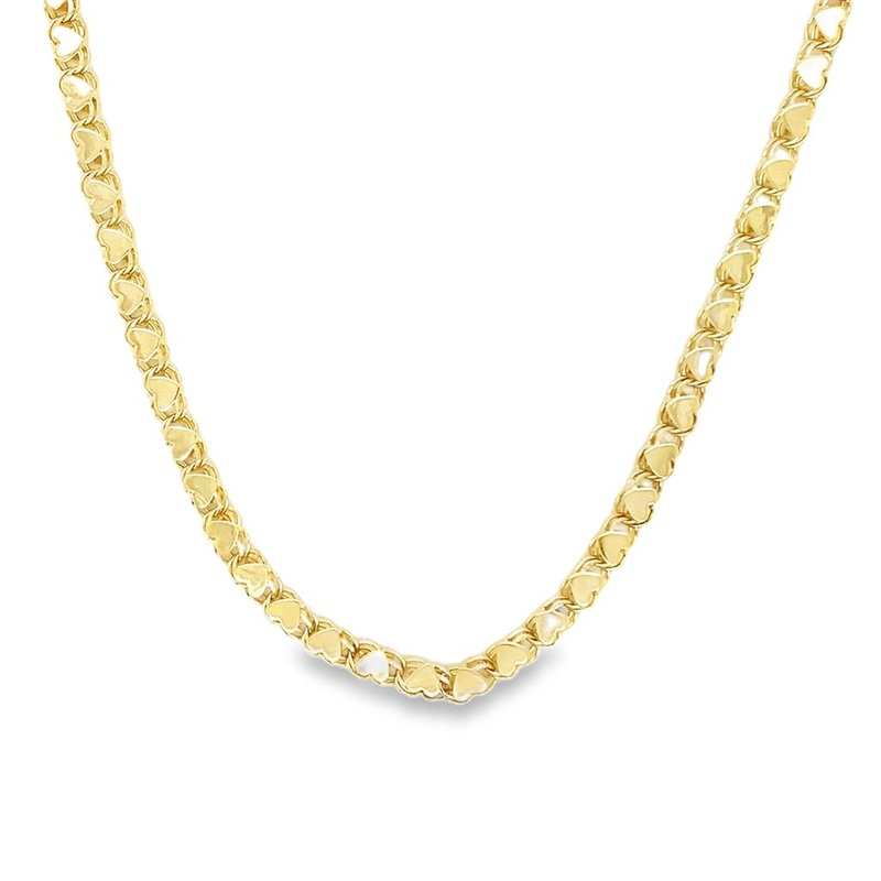 Yellow 14 Karat 3.50Mm Eternity Heart Necklace w/ Lobster Claw Clasp E