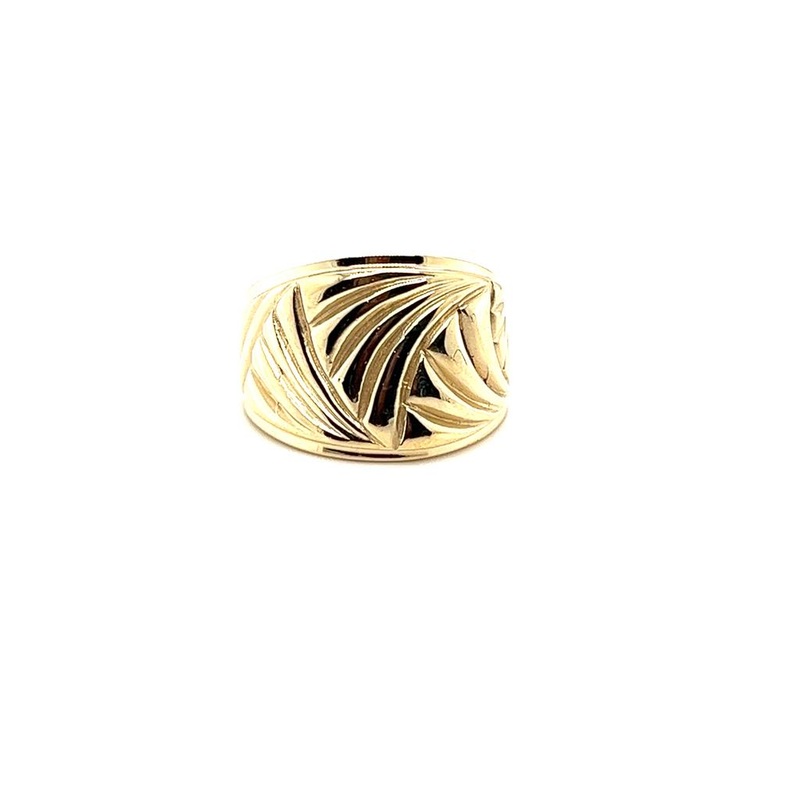 Yellow 14 Karat fan design gold ring Estate Jewelry with