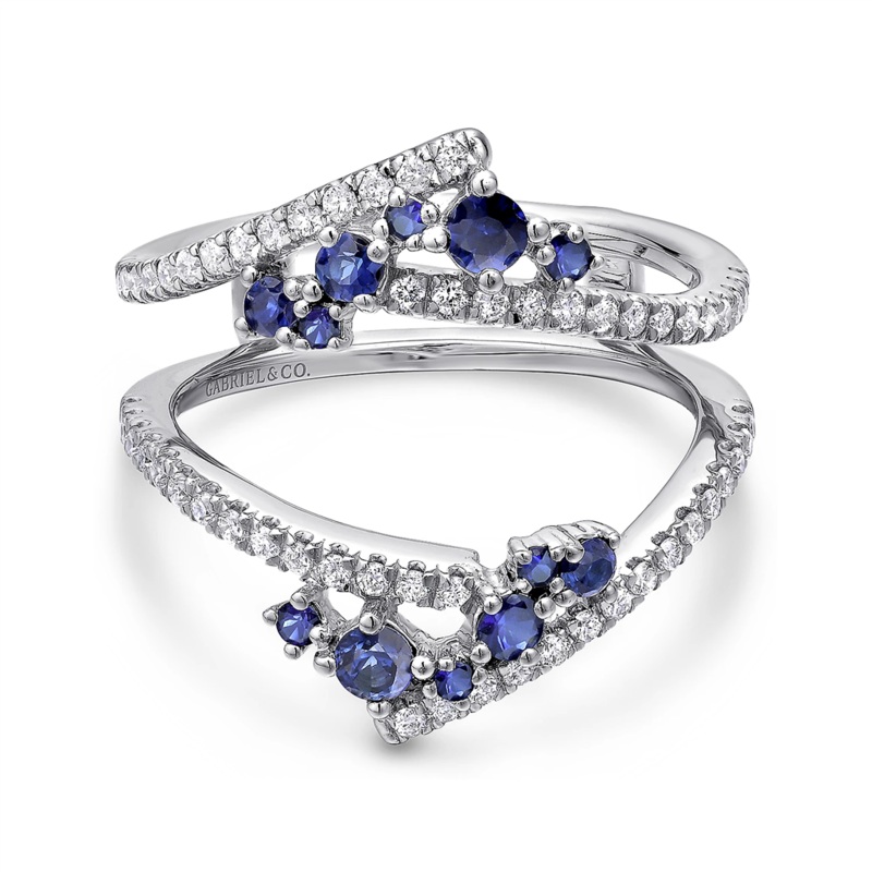 Gabriel & Co. 14K White Gold Sapphire and Diamond Ring Enhancer – 0.33 ct
