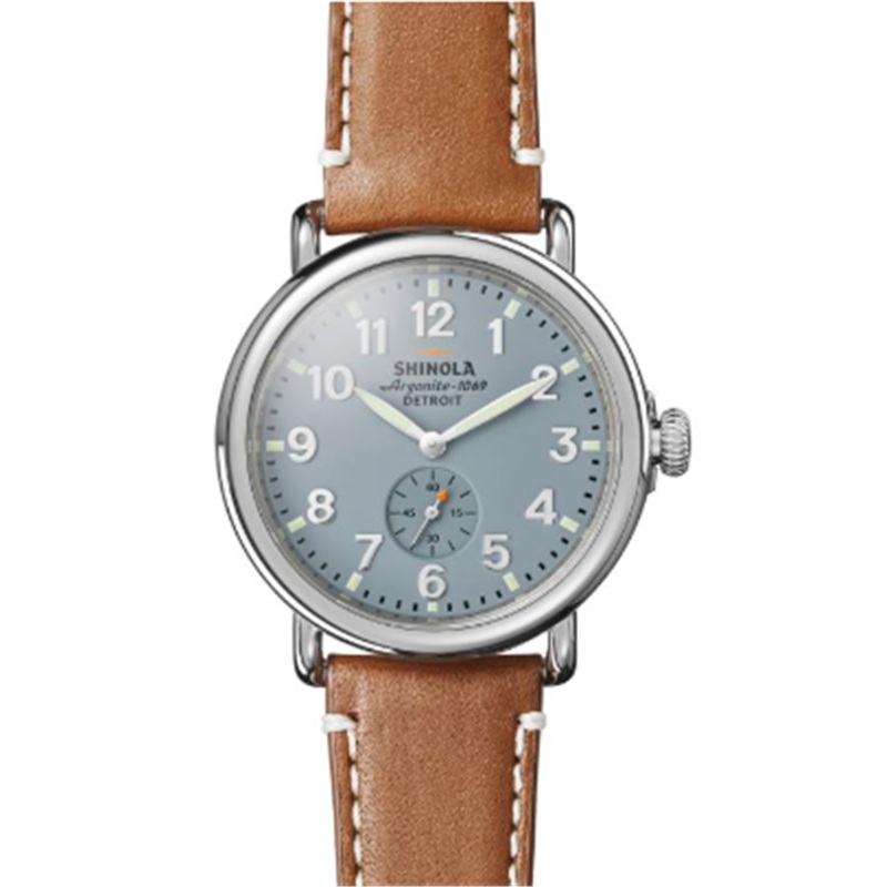 The Runwell Watch with Gray-Blue Face and Tan Leather Strap