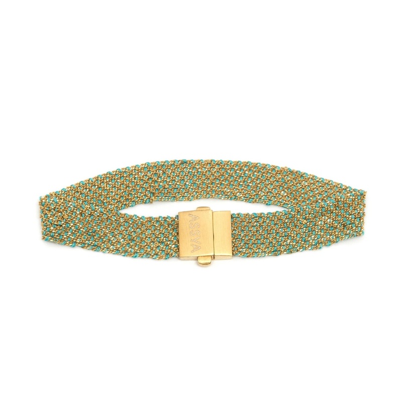 Weaved Bracelet Gold and Turquoise