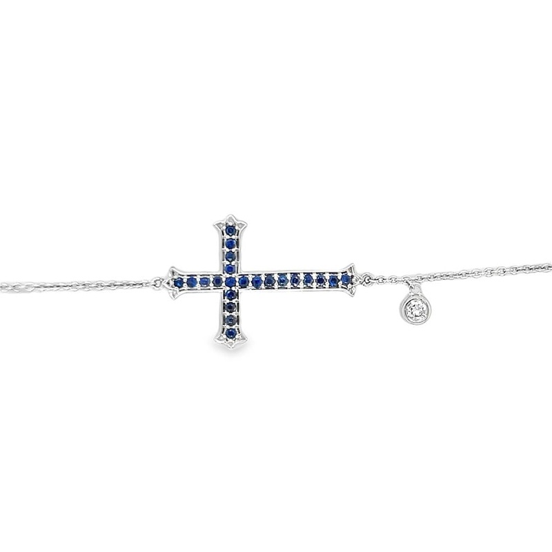 White 14 Karat Accented EW Cross Bracelet Length 7 22 = 1.35mm Round S