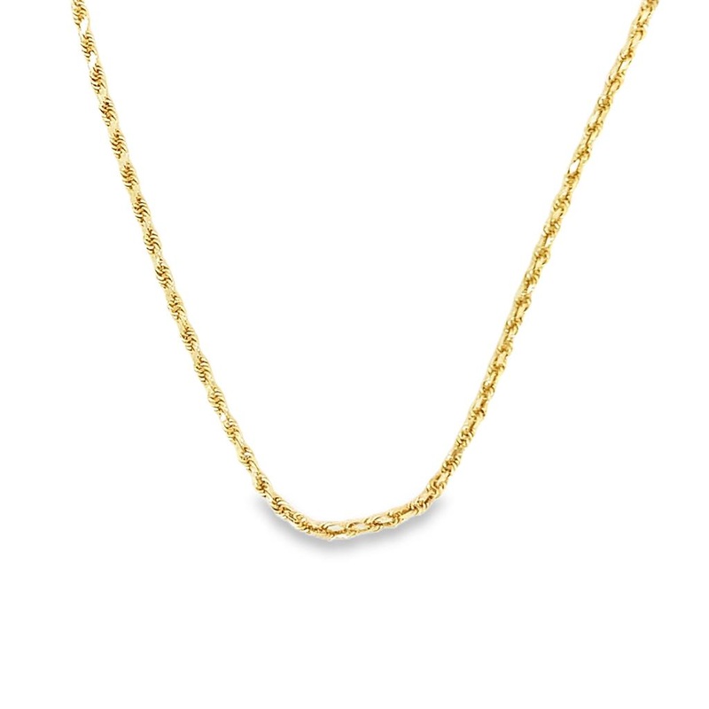 Yellow 14 Karat Diamond Cut 1.50mm Rope Chain W/ Spring Ring Clasp Est