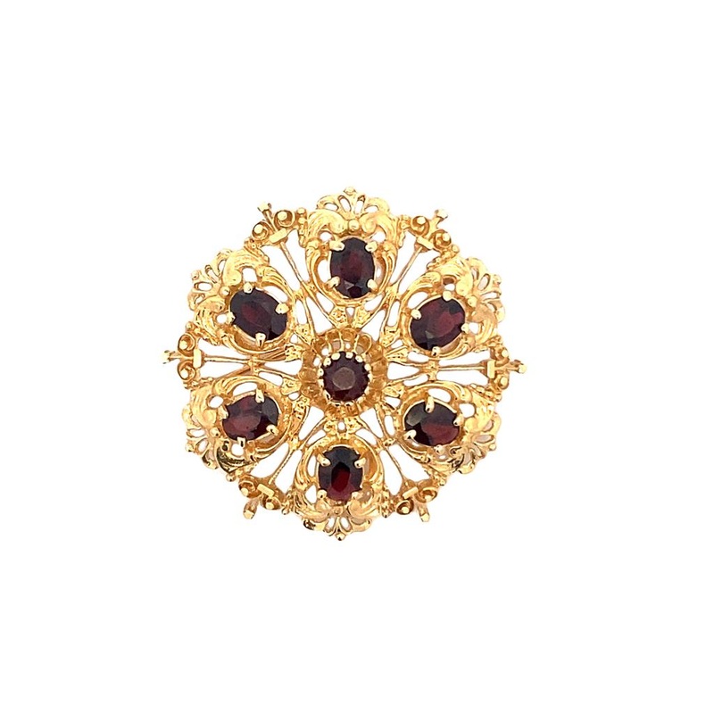 Yellow 14 Karat Garnet Estate Jewelry with