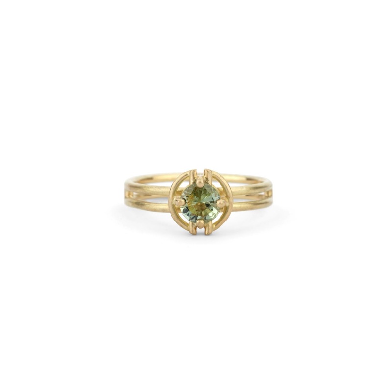Horizon Halo Ring – Green Sapphire