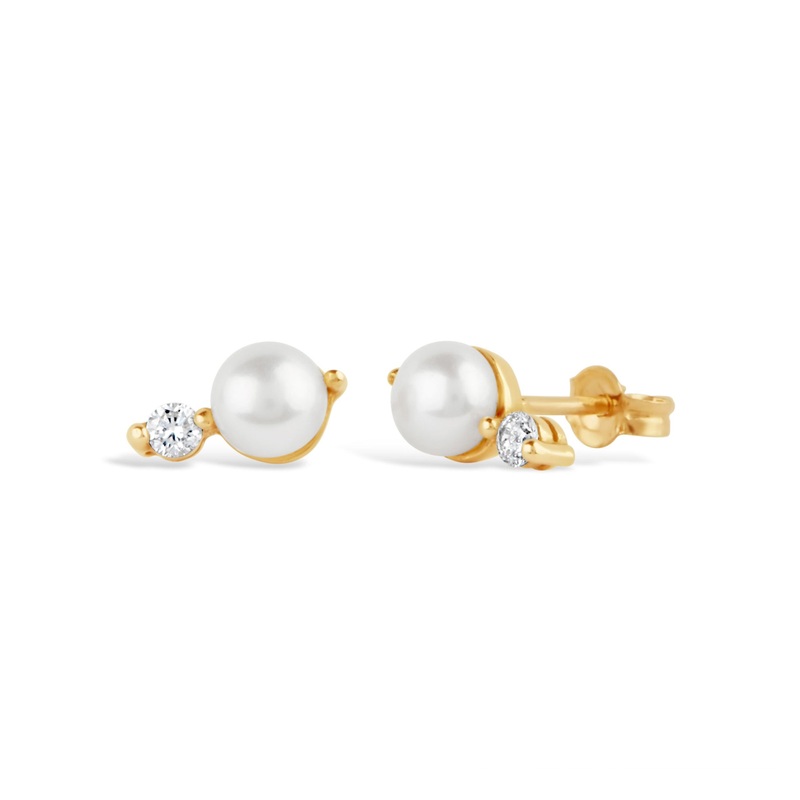 Shuga Pearl & Lab-Created Diamond Studs