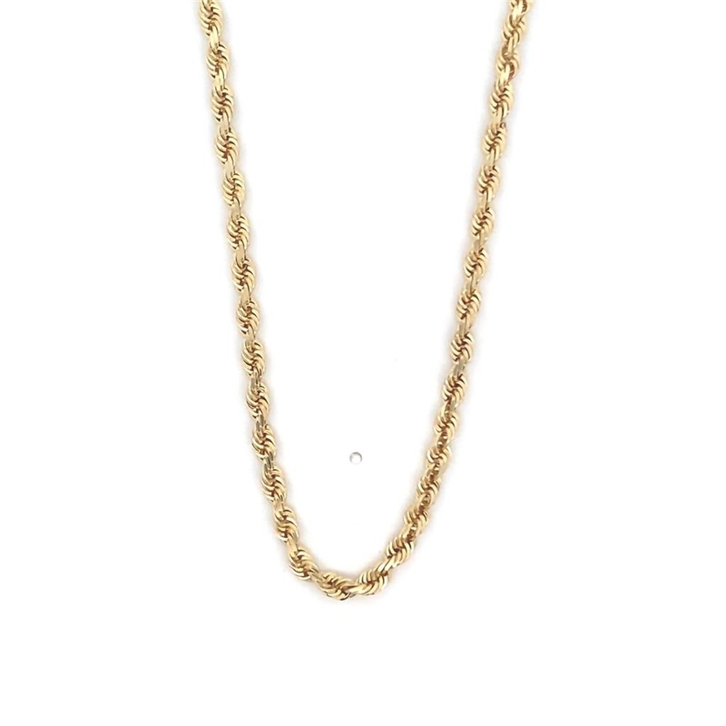 Yellow 14 Karat 3.20mm Solid Rope Chain w/ Box Clasp Estate Jewelry with