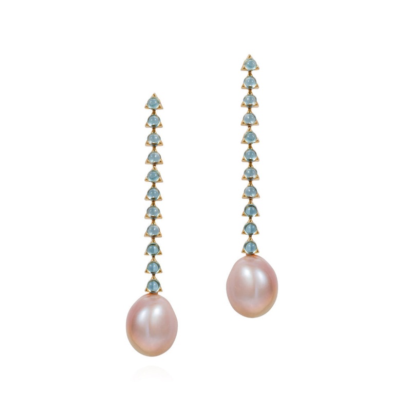 11 Stone Violet Baroque Pearl Earrings