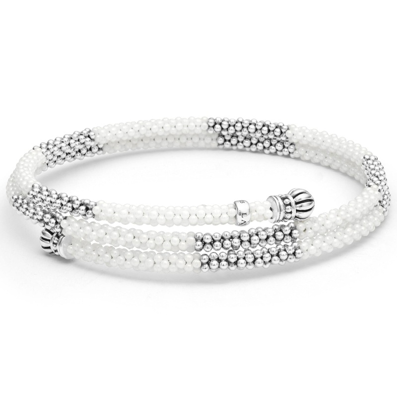 White Caviar White Ceramic Beaded Wrap Bracelet