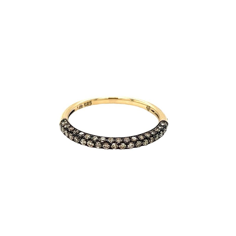 Yellow 14 Karat 1.8mm Pave Band Estate Jewelry with 55 Round Diamonds