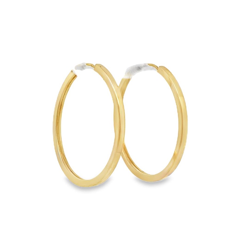 Yellow 14 Karat 28X28.45mm Hoop Earrings Estate Jewelry Gram Weight: 2