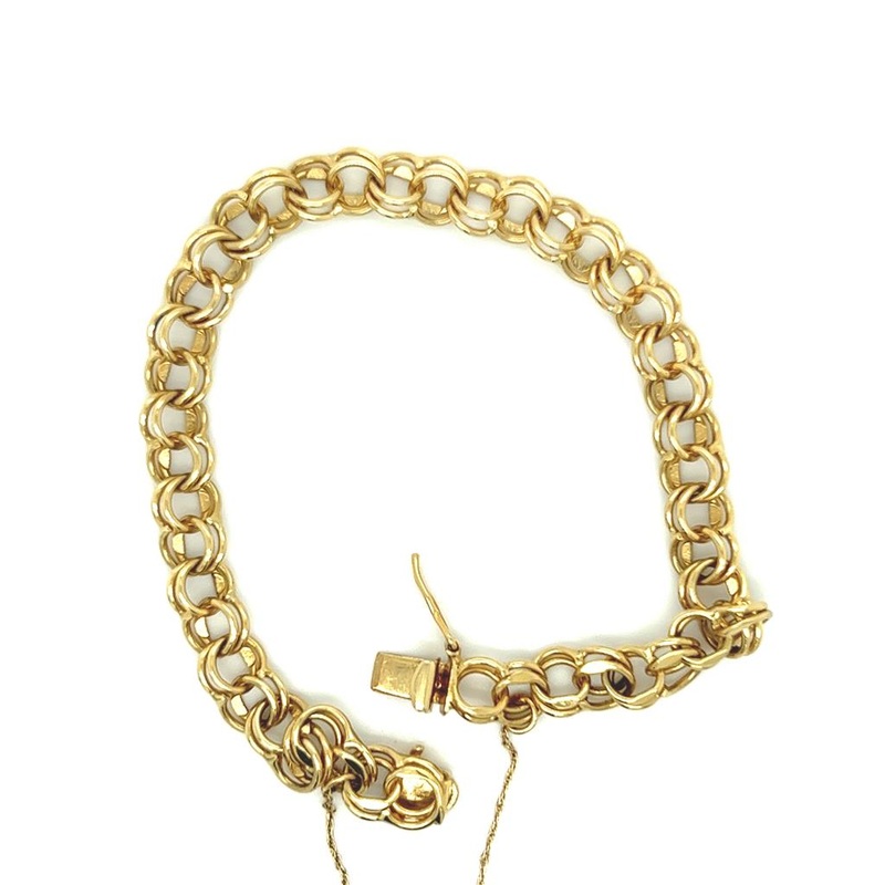 Yellow 14 Karat 6.6mm Charm Bracelet Estate Jewelry with