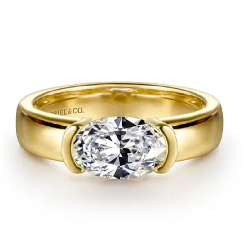 Yellow 14 Karat Half Bezel EW Remount Size 6.5 Designer: Gabriel & Co