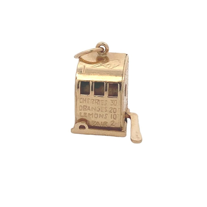 Yellow 14 Karat slot machine charm Estate Jewelry with